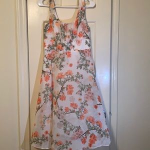 White dress with pink flowers